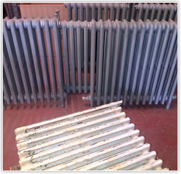 A radiator that has been shotblasted and re-coloured